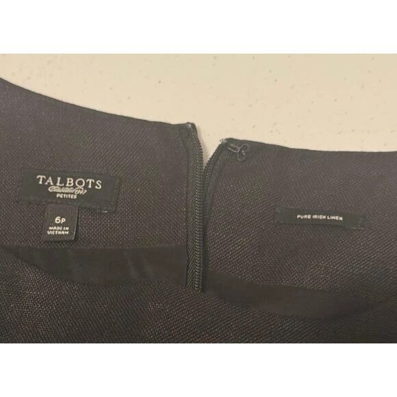 Talbots Dress 6P Black Pure Irish Linen Sheath Sleeveless Lined LBD Whimsygoth - Picture 5 of 10
